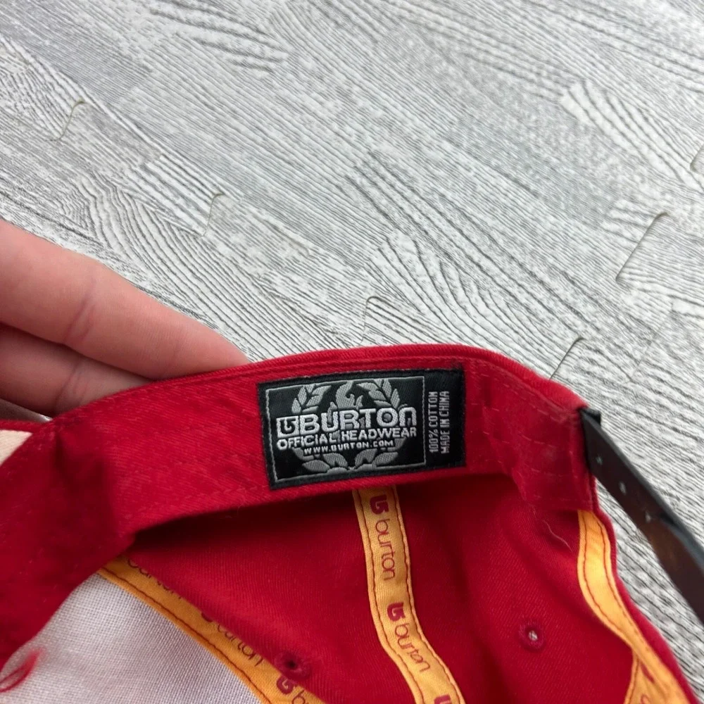 Vintage Burton Snowboards Hat Cap Snap Back Adjustable Red YOUTH